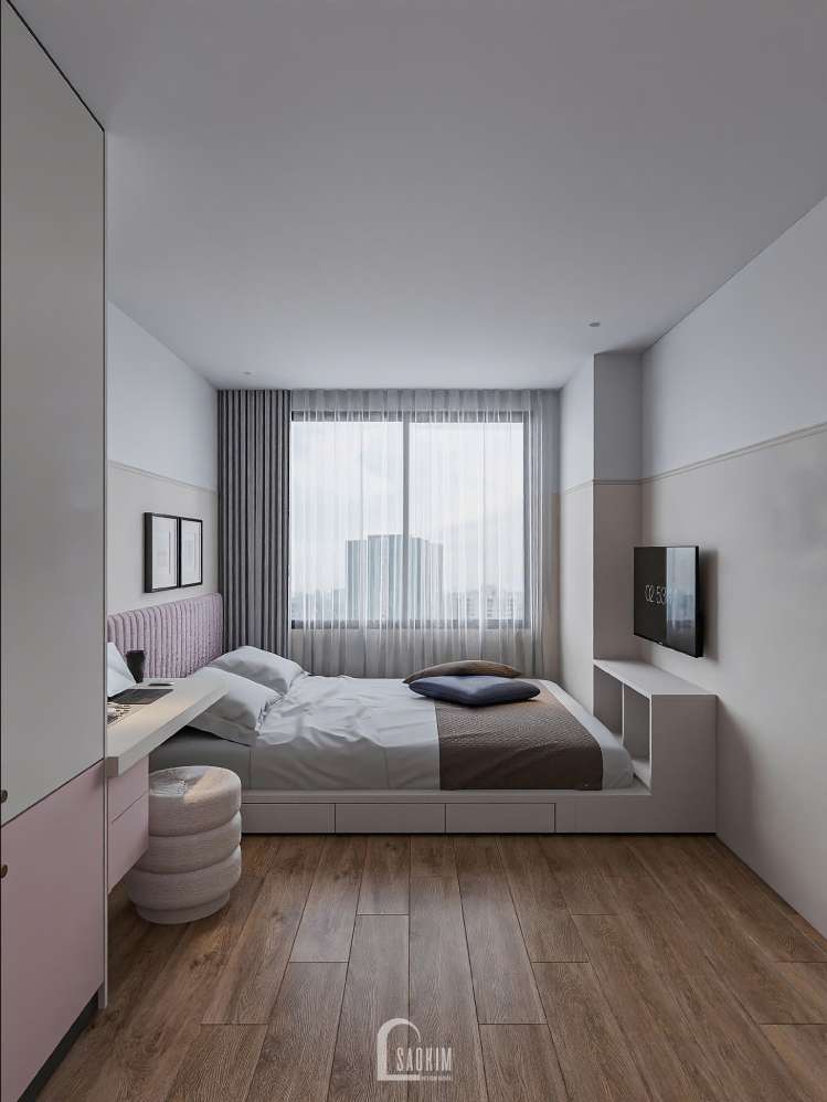 Thiết kế nội thất phòng ngủ chung cư phong cách Parisian - Mang Paris Lãng Mạn Vào Căn Hộ Vinhomes Smart City